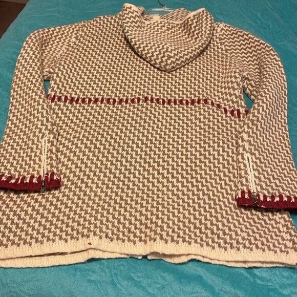 80% Lambswool  Hooded Cardigan Jacket Women's L, w/ Belt &‎ Zip Closure - Picture 15 of 16